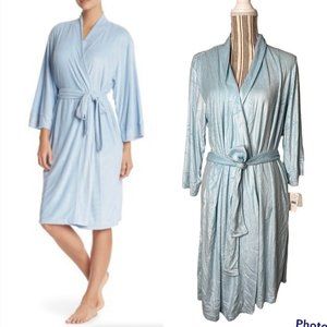 New Natori Womens Sierra Soft Brushed Terry Wrap Robe Blue Size S (4/6) NWT